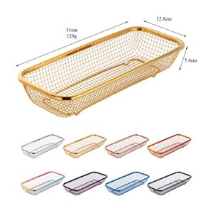 Kitchen Drawer Organizer, BYEGOU Stainless Steel Storage Container Metal Cabinet Storage Basket for Holding Silverware Kitchen Utensil, Pack of 2