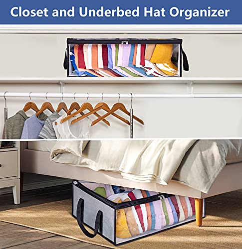 AOODA Hat Storage for Baseball Caps Organizer, Large Holds up to 40 Hats Wide Hat Organizer for Closet Cap Holder, Grey