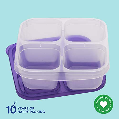 EasyLunchboxes® - Bento Snack Boxes - Reusable 4-Compartment Food Containers for School, Work and Travel, Set of 4, Brights