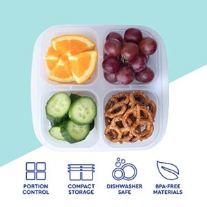 EasyLunchboxes® - Bento Snack Boxes - Reusable 4-Compartment Food Containers for School, Work and Travel, Set of 4, Brights