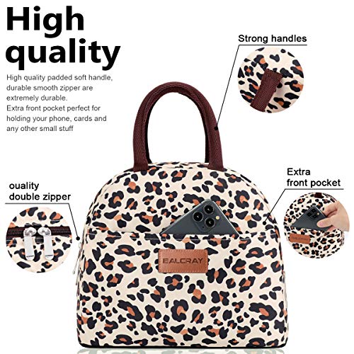 BALORAY Lunch Bag for Women Men Insulated Lunch Box for Adult Reusable Lunch Tote Bag for Work, Picnic, School or Travel (Leopard)