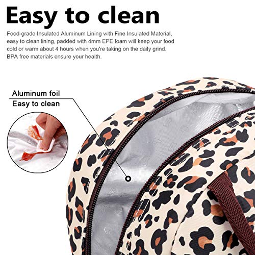 BALORAY Lunch Bag for Women Men Insulated Lunch Box for Adult Reusable Lunch Tote Bag for Work, Picnic, School or Travel (Leopard)