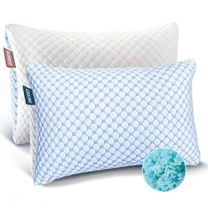 nestl cooling pillow – queen size set of 2 cooling memory foam pillows, gel infused cool pillow, adjustable cooling pillows for sleeping, breathable queen pillows, washable removable bed pillow cover