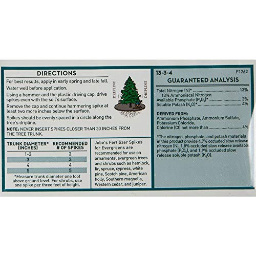 Jobe's, Fertilizer Spikes, Evergreen Tree, 15 Count, Slow Release, Cypress, Juniper, Magnolia