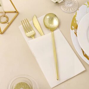 Efavormart 24 Pack | Gold Sleek Modern Flatware Set, Premium Plastic Silverware Cutlery Set - 8"