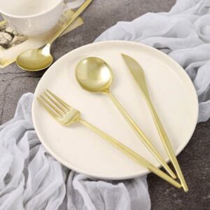 Efavormart 24 Pack | Gold Sleek Modern Flatware Set, Premium Plastic Silverware Cutlery Set - 8"