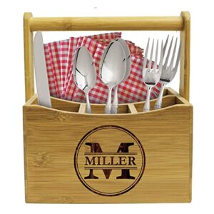 personalized kitchen utensil holder picnic caddy – custom monogrammed