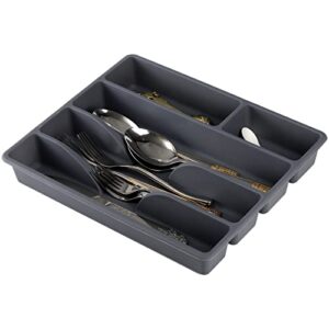 SOUJOY 4 Pack Utensil Organizer Silverware Drawer Organizer, 5 Component Cutlery Storage Tray, Plastic Compact Kitchen Utensil Holder for Spoons Forks Knives, Easily Organize and Store