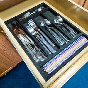 Polar Whale Flatware Silverware Drawer Organizer Cutlery Forks Knives Spoons Non-Slip Waterproof Compact Tray Insert 11 x 15 x 1 Inch 6 Slot Great for Home Kitchen RVs Campers Boats