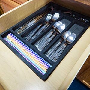 Polar Whale Flatware Silverware Drawer Organizer Cutlery Forks Knives Spoons Non-Slip Waterproof Compact Tray Insert 11 x 15 x 1 Inch 6 Slot Great for Home Kitchen RVs Campers Boats