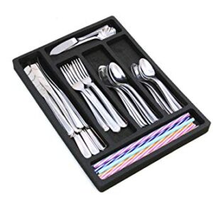 Polar Whale Flatware Silverware Drawer Organizer Cutlery Forks Knives Spoons Non-Slip Waterproof Compact Tray Insert 11 x 15 x 1 Inch 6 Slot Great for Home Kitchen RVs Campers Boats