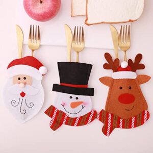 christmas dinner table decorations christmas silverware holder pockets santa claus elk snowman forks bags cutlery holders pockets christmas party dinner table decorations