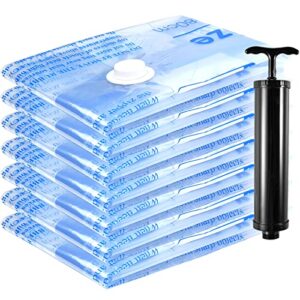 vacuum storage bags 7 jumbo, space saver sealer bags with travel hand pump, airtight compression bags for clothes, pillows, comforters, blankets, bedding
