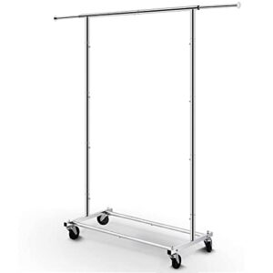 simple trending standard rod clothing garment rack, rolling clothes organizer on wheels for hanging clothes, chrome