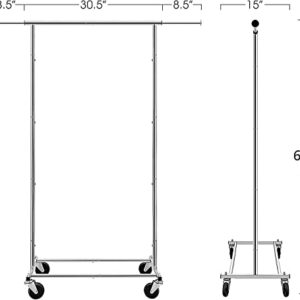 Simple Trending Standard Rod Clothing Garment Rack, Rolling Clothes Organizer on Wheels for Hanging Clothes, Chrome