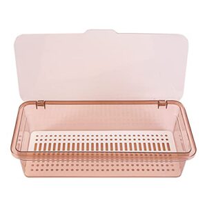 doitool flatware tray with lid and drainer, tableware utensil and cutlery drawer organizer with lid covered silverware tray to keeps your cutlery organized and protected ( brown )