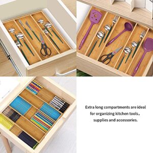 Utoplike 4 pcs Bamboo Kitchen Drawer Dividers 16.8-21.8IN) and Bamboo Expandable Kitchen Drawer Organizer, Adjustable Utensil Holder Set