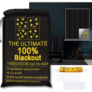 [2023 upgraded] portable blackout shades (118″ x 57″) travel window blackout curtains, 100% blackout material temporary blackout blinds for baby nursery, bedroom, dorm room, or travel use…