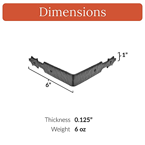 4 Pack 6 inch Metal Corner Protector - Black - Furniture Corner Hardware Corner Bracket Metal Embellishments for Wood Decorative Metal Trim The Sinaloa Series by Borderland Rustic Hardware