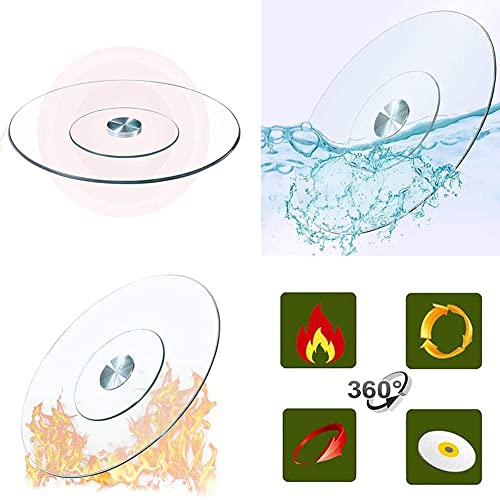 JHSDFOUIH Lazy Susan Turntable for Table, Round Tabletop Rotating Serving Tray, Transparent Table Top Circle Centerpiece, Thicken Explosion-Proof Tempered Glass, for Sharing Food Easier