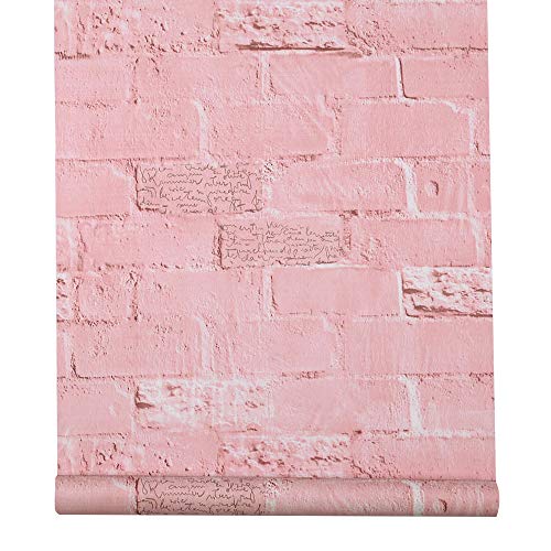 LovingWay English Quotes Drawer Liner 17.7x177 Inch Decor Classroom Wall Easy-to-Install PVC Corner Shelving Paper Pink Bricks