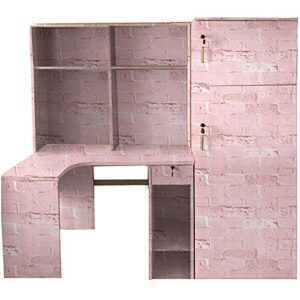 LovingWay English Quotes Drawer Liner 17.7x177 Inch Decor Classroom Wall Easy-to-Install PVC Corner Shelving Paper Pink Bricks