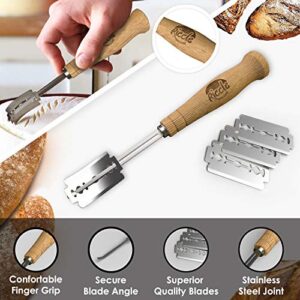 RICCLE Bread Lame Slashing Tool, Dough Scoring Knife with 15 Razor Blades and Storage Cover