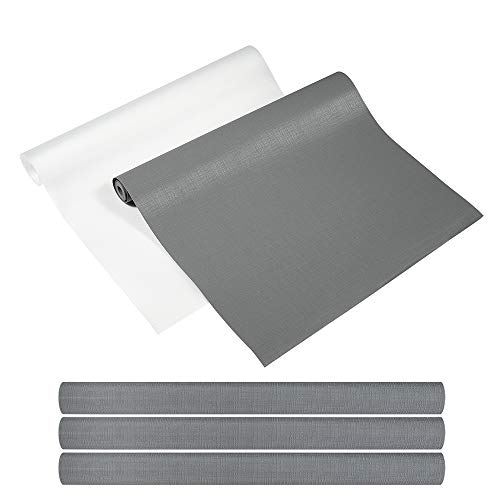 Yachee 3 Rolls EVA Shelf Liners, Non-Slip Non-Adhesive Shelf Liners for Kitchen Cabinets Cupboard Drawer Cushion Shelves, 2019 DIY Multipurpose Refrigerator Liners, 18" x 60"- Light Grey