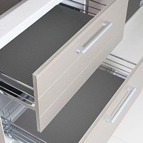 Yachee 3 Rolls EVA Shelf Liners, Non-Slip Non-Adhesive Shelf Liners for Kitchen Cabinets Cupboard Drawer Cushion Shelves, 2019 DIY Multipurpose Refrigerator Liners, 18" x 60"- Light Grey