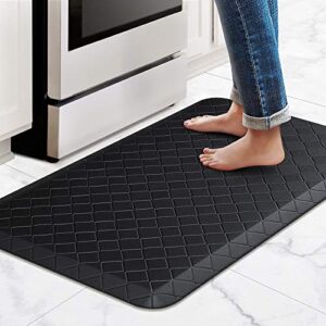 happytrends kitchen floor mat cushioned anti-fatigue kitchen rug,17.3″x28″,thick waterproof non-slip kitchen mats and rugs heavy duty ergonomic comfort rug for kitchen,floor,office,sink,laundry,black