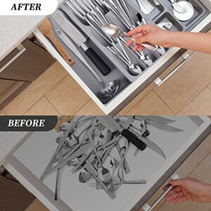 Silverware Organizer Storage Tray,Cutlery Expandable Organizer for Kitchen Drawer Holding Flatware Spoons Forks In-Drawer Knife Block,Kitchen Knife Drawer Organizer