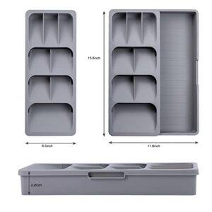 Silverware Organizer Storage Tray,Cutlery Expandable Organizer for Kitchen Drawer Holding Flatware Spoons Forks In-Drawer Knife Block,Kitchen Knife Drawer Organizer