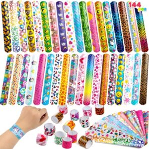 JOYIN 144 Pcs Slap Bracelets for Kids Bulk Wristbands with Animals, Friendship, Heart Print 36 Designs, for kids Easter Party Favors, Valentine Classroom Prizes Exchanging Gifts