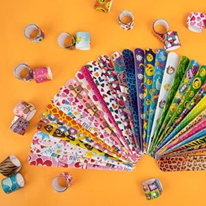 JOYIN 144 Pcs Slap Bracelets for Kids Bulk Wristbands with Animals, Friendship, Heart Print 36 Designs, for kids Easter Party Favors, Valentine Classroom Prizes Exchanging Gifts