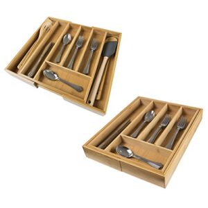 Bamboo Expandable Utensil Drawer Organizer – Flatware, Utensil, Cutlery Kitchen Divider by Lavish Home (Also for Desk and Office)