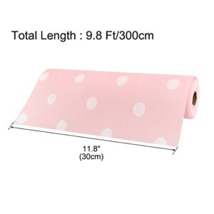 uxcell Non Adhesive Kitchen Table Cabinet Shelf Paper Drawer Liner Mat Lining Pad, 11.8 Inch x 9.8 Ft, Pink Dot Pattern