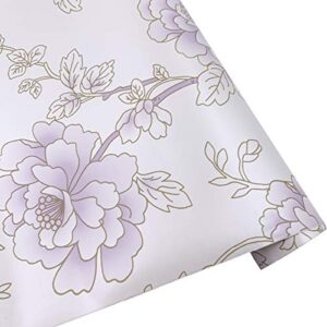 Yifely Purple Peony Shelf Liner Easy to Install Dresser Drawer Covering Paper Remodel Sofa Tables TV Stands 17.7 Inch by 9.8 Feet