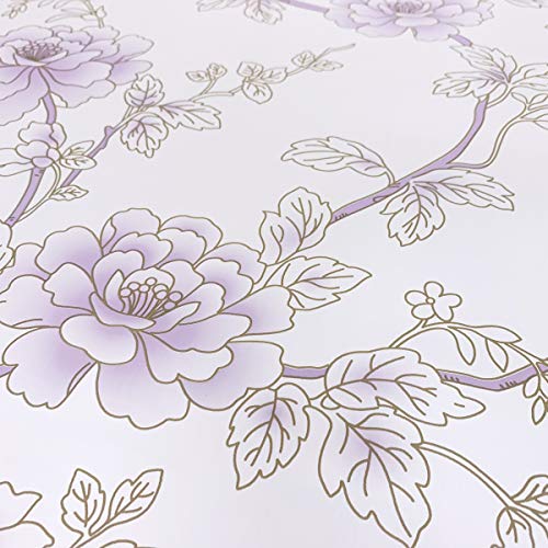 Yifely Purple Peony Shelf Liner Easy to Install Dresser Drawer Covering Paper Remodel Sofa Tables TV Stands 17.7 Inch by 9.8 Feet