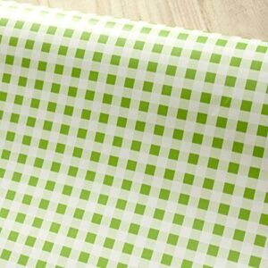 Yifely Self-Adhesive Shelf Liner Removable Tabletop Protect Paper for Rent House Old Furniture Decor, Green Checkered, 17.7 Inch by 9.8 Feet