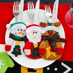 Coming 12 Sets Kitchen Cutlery Suit Silverware Holders Pockets Knifes Forks Bag Snowman Shaped Christmas Party Decoration Christmas Bags for Knife and Fork Christmas Decorations