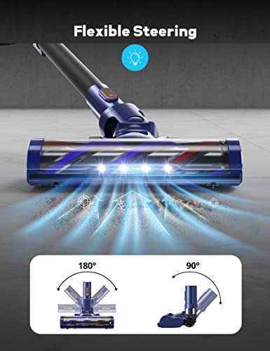 Voweek Cordless Vacuum Cleaner, 6 in 1 Lightweight Stick Vacuum Cleaner with 3 Power Modes, LED Display, Powerful Stick Vacuum Up to 45min Runtime, Vacuum Cleaner for Hardwood Floor Pet Hair Home Car