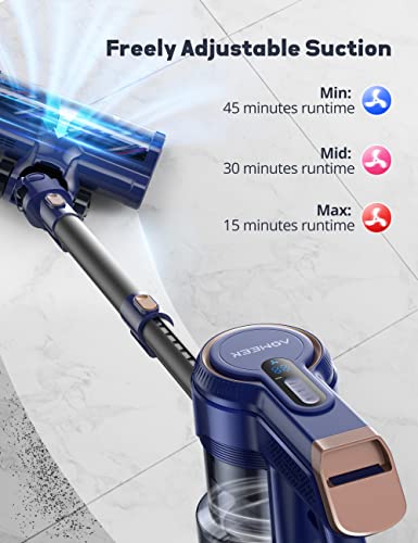 Voweek Cordless Vacuum Cleaner, 6 in 1 Lightweight Stick Vacuum Cleaner with 3 Power Modes, LED Display, Powerful Stick Vacuum Up to 45min Runtime, Vacuum Cleaner for Hardwood Floor Pet Hair Home Car