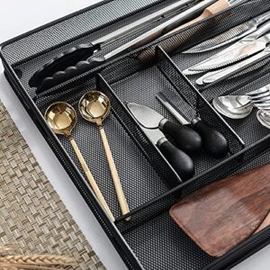 Velaze Black Cutlery Organizer Kitchen /Office Mesh Steel Utensil Drawer Storage