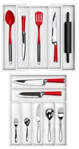 royal craft wood white expandable utensil drawer organizer and basic silverware drawer organizer