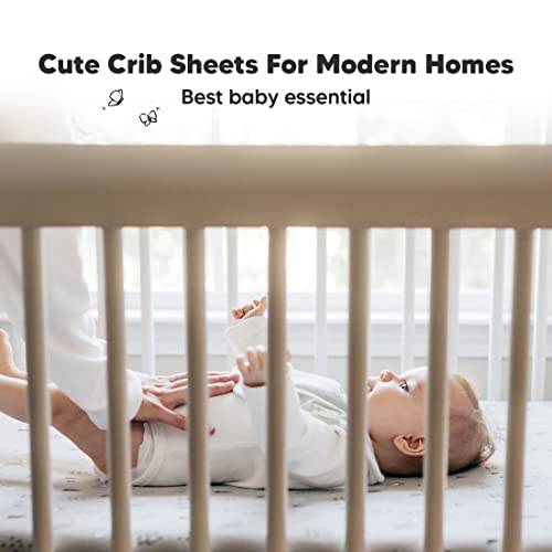 2-Pack Organic Crib Sheets for Boys, Girls - Jersey Fitted Crib Sheet, Baby Crib Sheets Neutral, Crib Mattress Sheet, Cotton Crib Sheets, Soft Baby Sheets for Crib, Unisex Crib Fitted Sheet (Woodland)