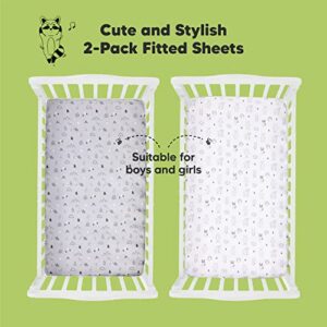 2-Pack Organic Crib Sheets for Boys, Girls - Jersey Fitted Crib Sheet, Baby Crib Sheets Neutral, Crib Mattress Sheet, Cotton Crib Sheets, Soft Baby Sheets for Crib, Unisex Crib Fitted Sheet (Woodland)