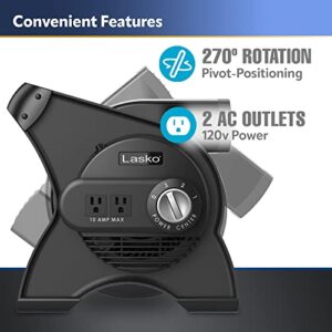 Lasko U12104 High Velocity Pro Pivoting Utility Fan for Cooling, Ventilating, Exhausting and Drying at Home, Job Site and Work Shop, Black 12104 12.2 x 9.6 x 12.3 inches