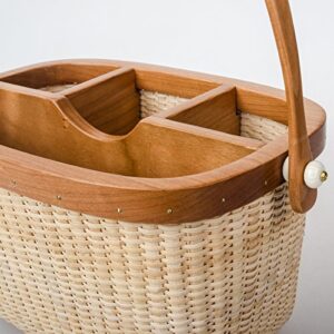 Teng Tian Nantucket Utensil Caddy Napkin Holder and Organizer Multi-Purpose Rattan Caddy Ideal for Kitchen Dining Entertaining Tailgating Picnics