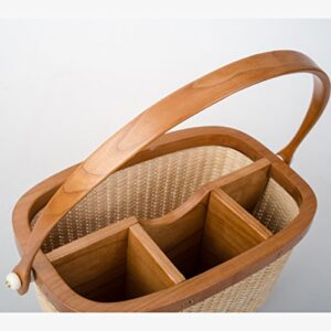 Teng Tian Nantucket Utensil Caddy Napkin Holder and Organizer Multi-Purpose Rattan Caddy Ideal for Kitchen Dining Entertaining Tailgating Picnics