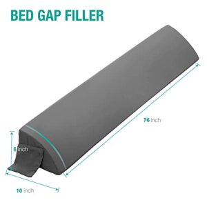 Vekkia King(76"x10"x6") Bed Wedge Pillow/Bed Wedge Mattress Filler/Bed Headboard Pillow Wedge,Close Gap (0-6") Between Your Headboard and Mattress or Bed Without Headboard(Gray)